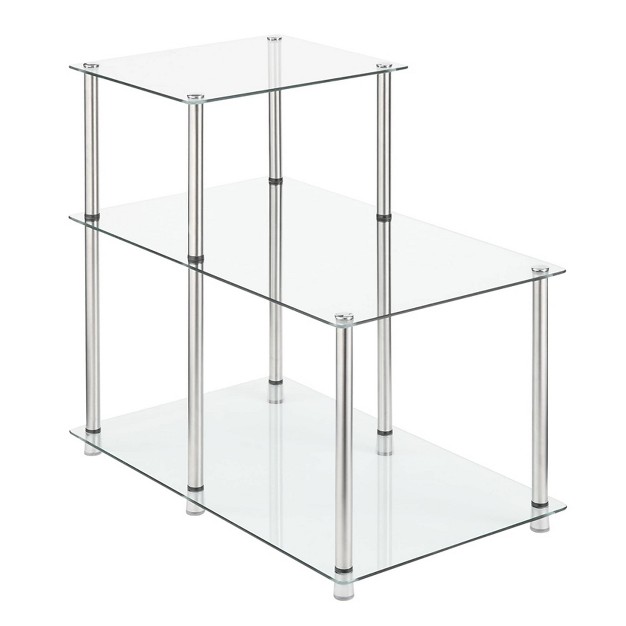 Classic Glass 3 Tier Step End Table Clear Glass Breighton Home