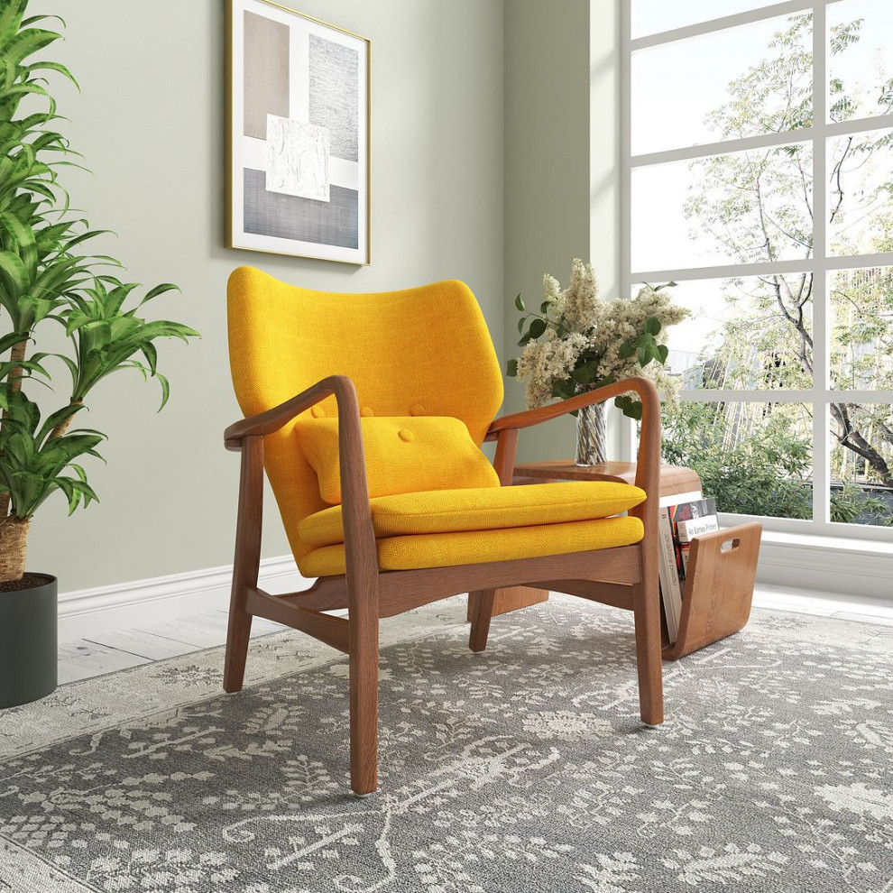 Manhattan Comfort Bradley Linen Weave Accent Chair   Midcentury   Armchairs And Accent Chairs   by Manhattan Comfort  Houzz