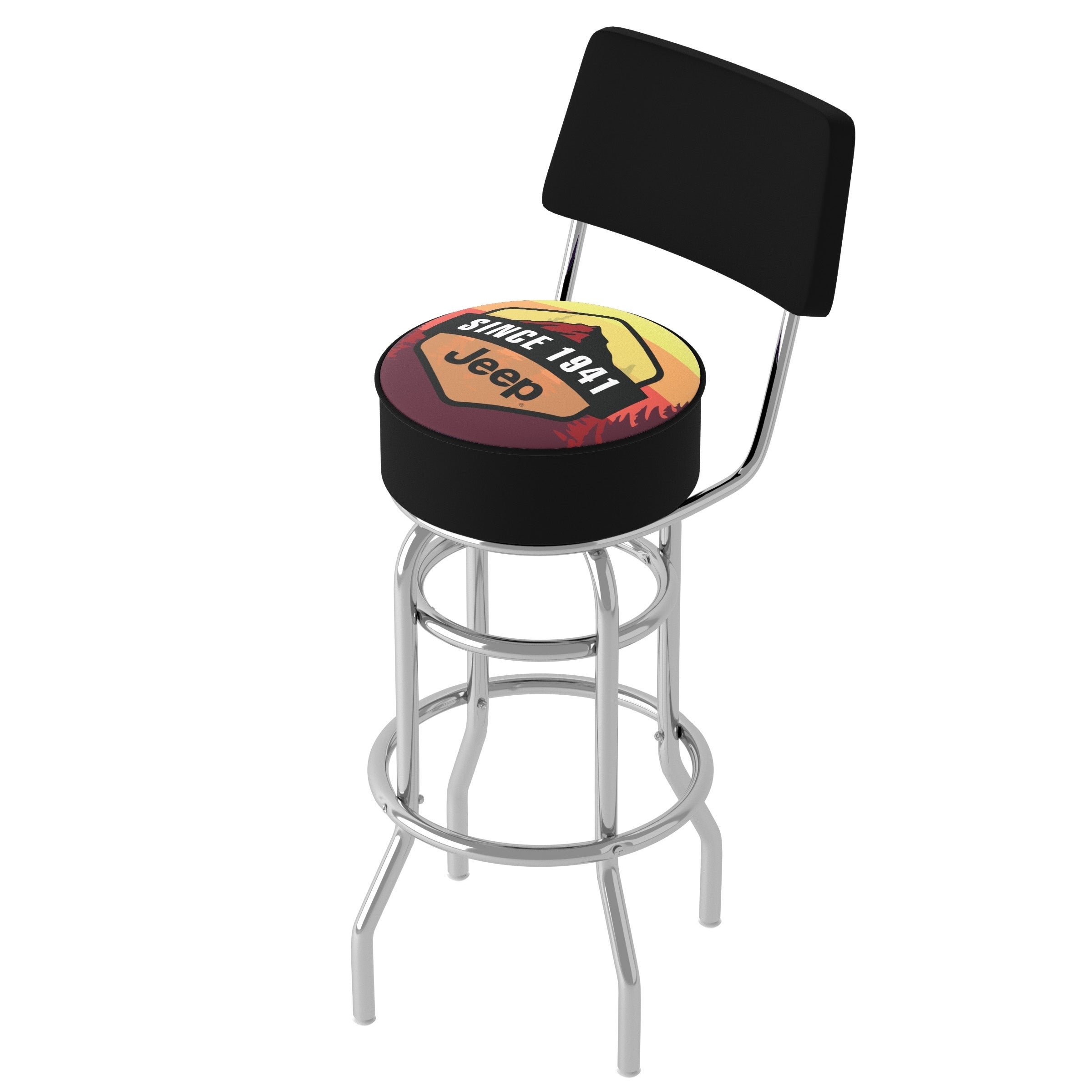 Jeep Sunset Mountain 360 Degree Swivel Barstool with Foam Padded Seat And Back - 20 x 20 x 31