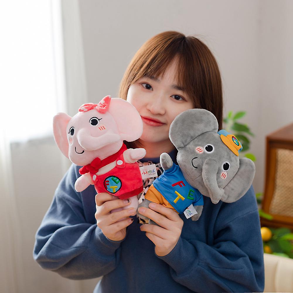 Born Pretty Kawaii Face Suitting Hat Grey Elephant Boy Plush Toy Stuffed Pink Bow Dressing Big Ear Elephants Baby Appease Sleeping Doll Kids