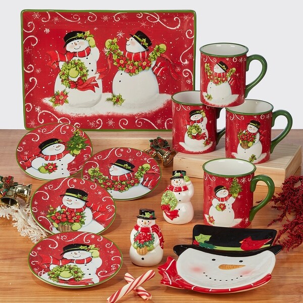 Certified International Holiday Magic Snowman 14 x 10 Rectangular Serving Platter