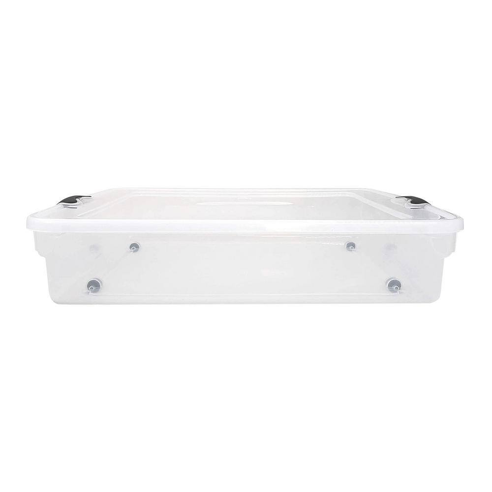 HOMZ 56 qt FullQueen Underbed Clear Plastic Latching Storage Container 4-Pack 2 x 3460CLGRDC.02