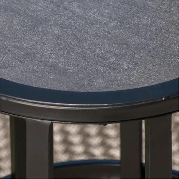 Outdoor 11Inch Ceramic Tile Side Table，Black