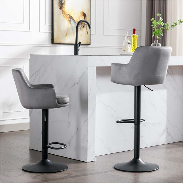 Adjustable Barstools with Back and Footrest（Set of 2）