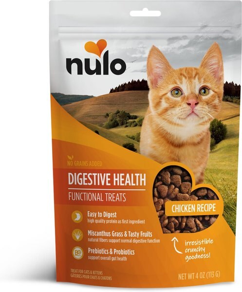 Nulo Digestive Health Functional BC30 Probiotic Chicken Recipe Grain-Free Crunchy Cat Treats， 4-oz bag