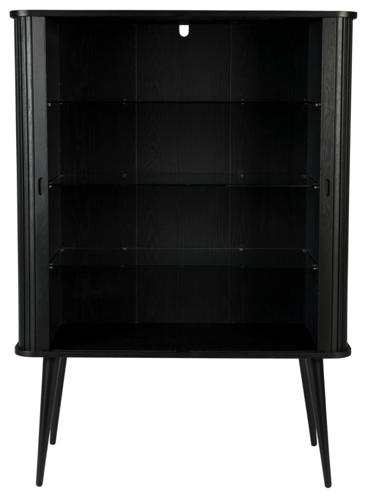 Black Tambour Door Cabinet  Zuiver Barbier   Midcentury   Accent Chests And Cabinets   by Oroa   Distinctive Furniture  Houzz