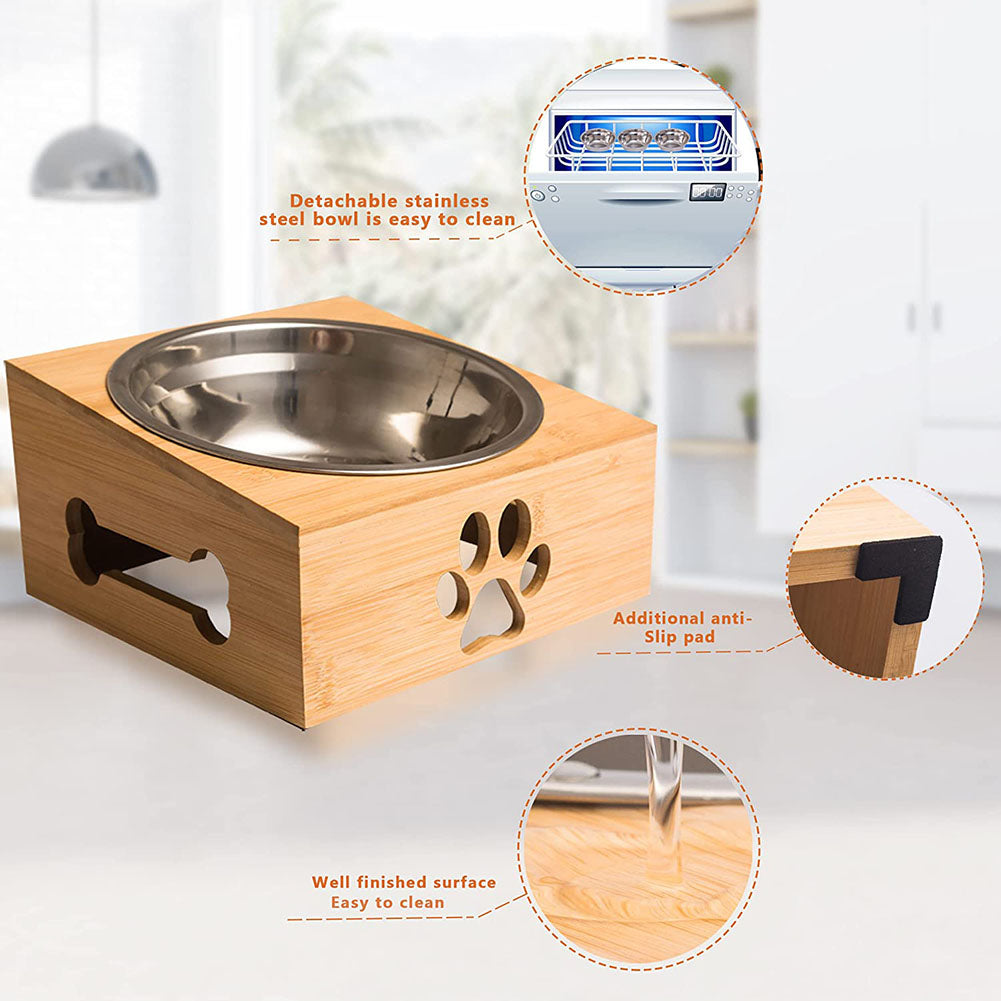 Kreigaven Raised Pet Bowls for Cats and Dogs Tilted Single Elevated Dog Cat Food and Water Bowls Stand Feeder for Small to Large Dogs and Cats M