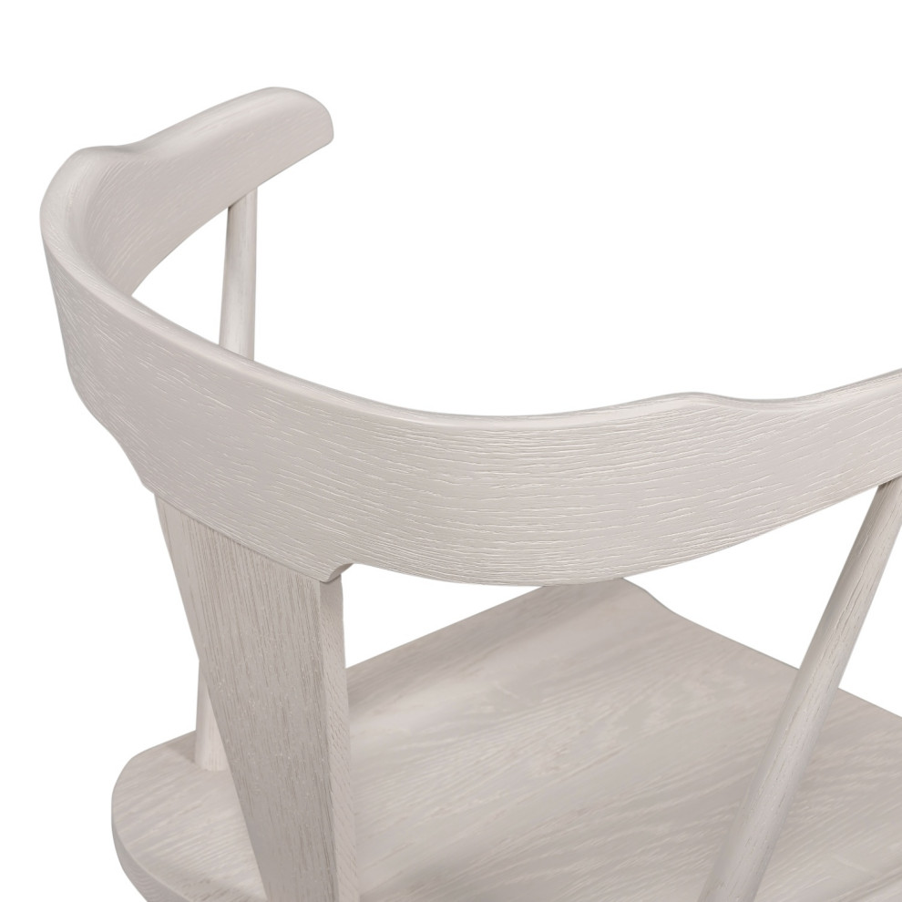 Ripley Off White Oak Windsor Dining Chair Set Of 2   Midcentury   Dining Chairs   by Zin Home  Houzz