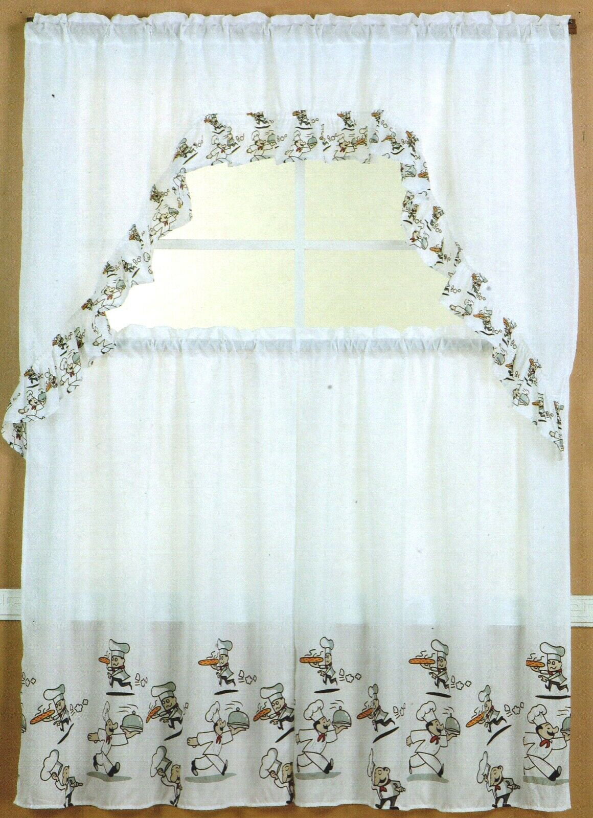 Kitchen Window Curtain Set 2 Curtains + Valance 60X36