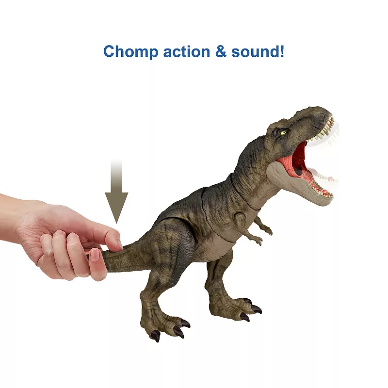 Jurassic World Dominion Tyrannosaurus Rex Dinosaur Toy， Thrash N Devour Sound， Chomp Action