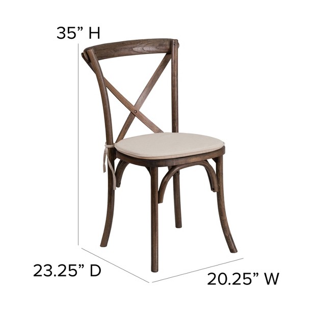 Emma And Oliver Stackable Wood Cross Back Dining Chair With Cushion