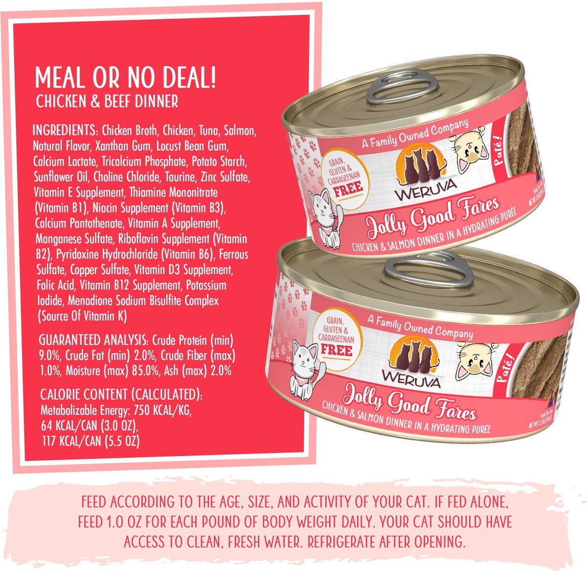 Weruva Classic Cat Jolly Good Fares Chicken and Salmon Pate Canned Cat Food