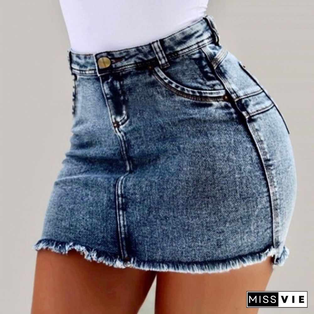 Women Denim Skirts Short Skirt Jeans Slim Fit Casual Skirt