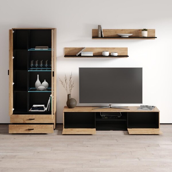 Soho 8 Modern Wall Unit Entertainment Center with LED Lights