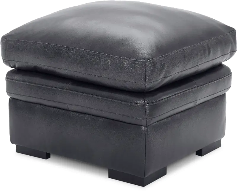 Chesapeake Charcoal Gray Leather Ottoman