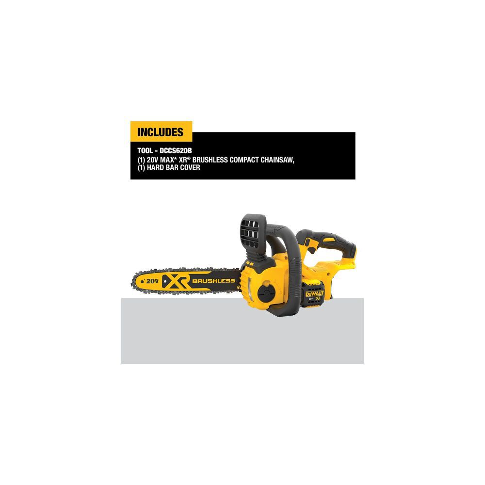 DW 20V MAX* Compact Brushless Cordless Chainsaw Bare Tool DCCS620B from DW