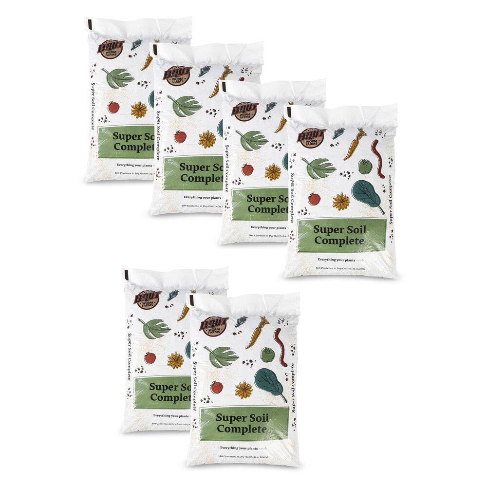 Brut Worm Farms Super Soil All Purpose Rich Dark Blend Organic Soil (6-Pack) 6 x OX-XEWP-O84S