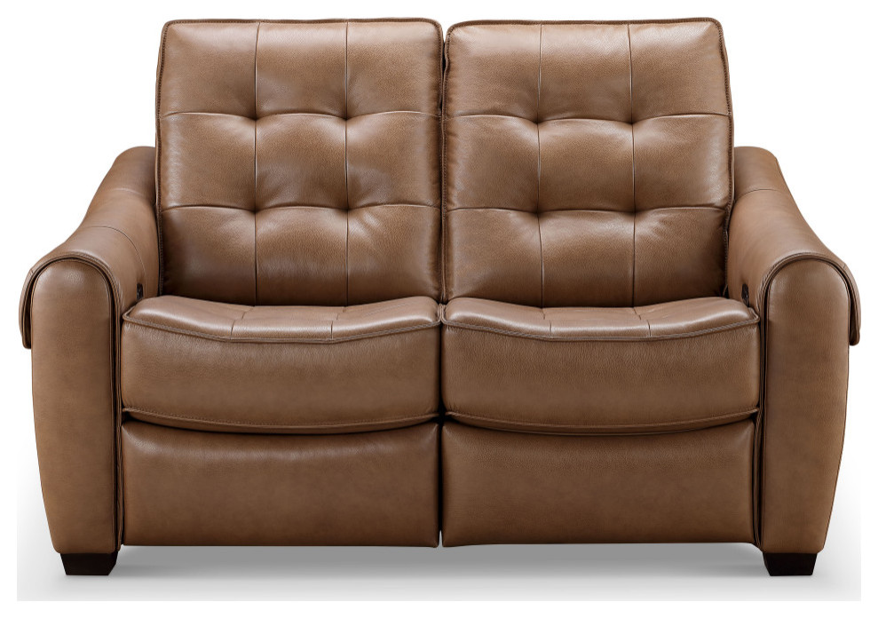 Elliot Leather Power Reclining Loveseat  Camel   Contemporary   Recliner Chairs   by Abbyson Living  Houzz