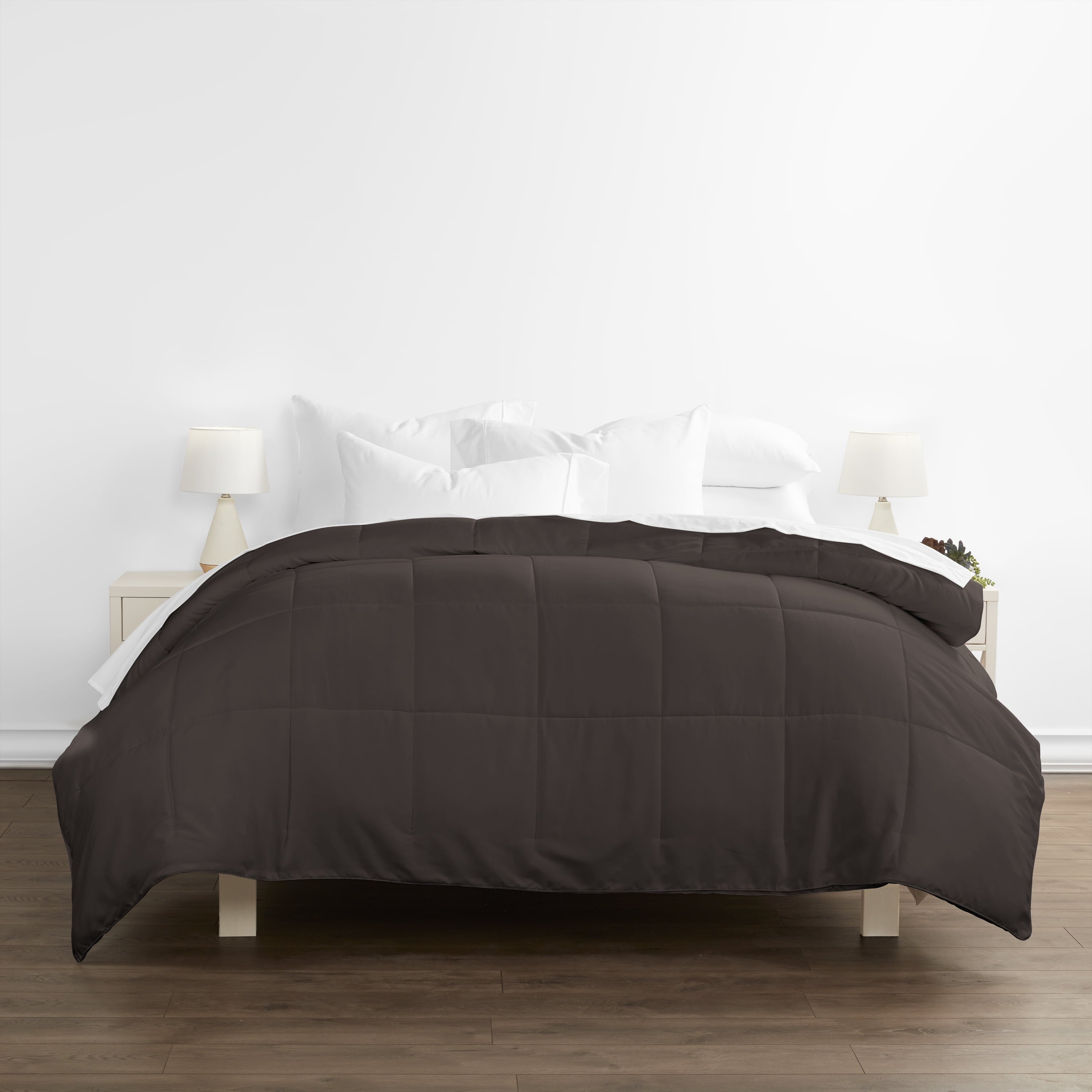 Chocolate All Season Alternative Down Solid Comforter, Full/Queen, by Noble Linens