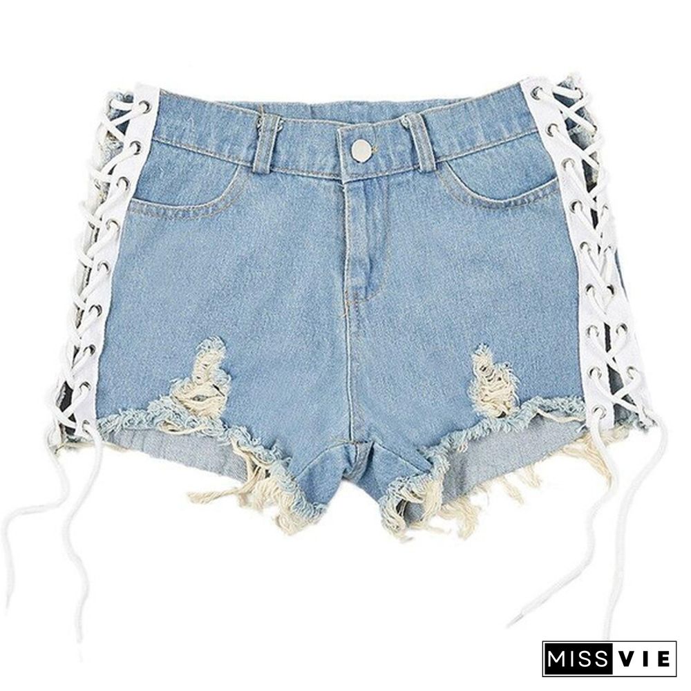 Znaiml Sexy Summer Women Denim Shorts New Black Blue High Waist Ripped Short Jeans