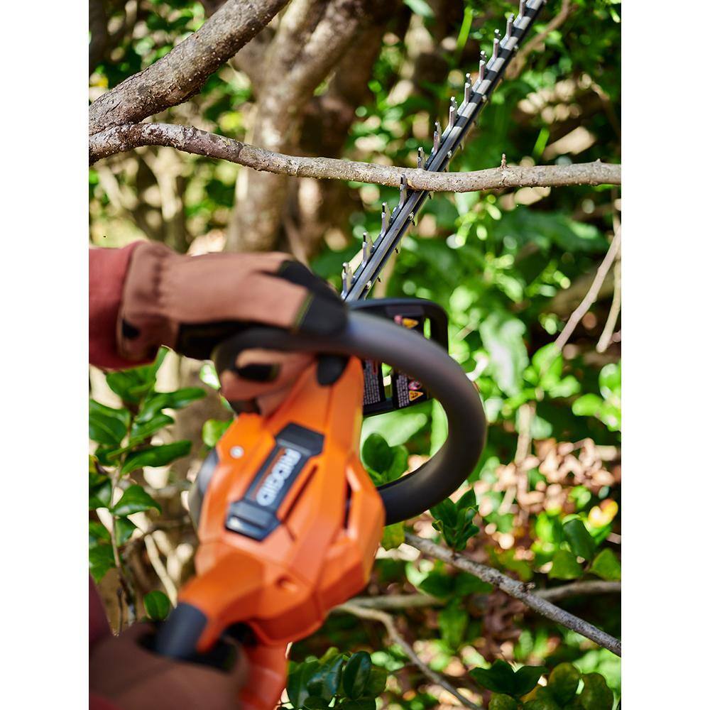 RIDGID 18V Brushless Cordless Battery 22 in. Hedge Trimmer with 2.0 Ah Battery and Charger R01401K