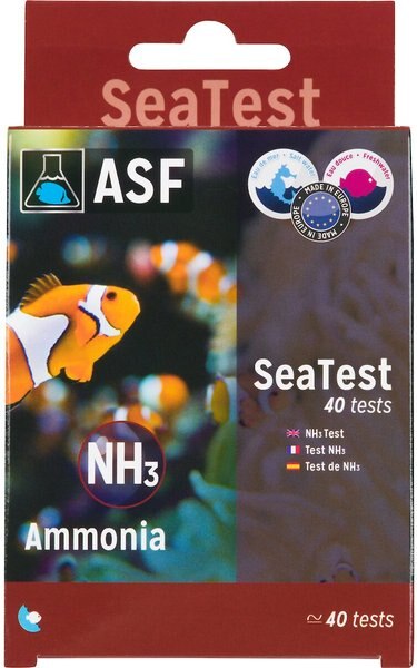 ASF SeaTest NH3 (Ammonia-Ammonium) Fish Aquarium Water Test Kit， 40 count