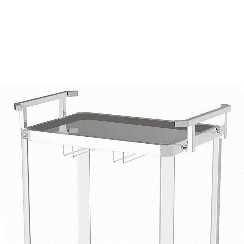 Stylish Metal Base Serving Cart With Glass Top， Clear