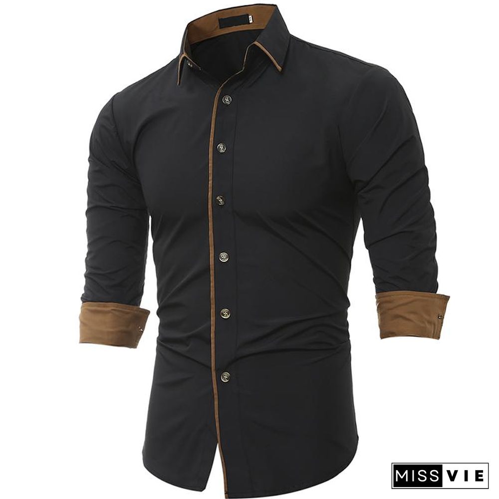 Fashion Plus Size Men's Casual Long Sleeve Shirt