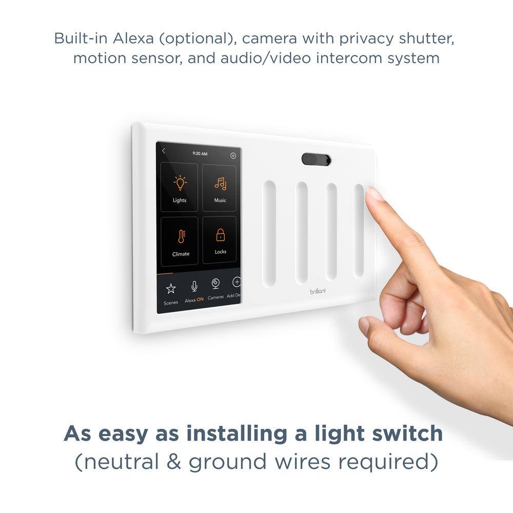 Brilliant Smart Home Control 4-Switch Panel - Alexa Google Assistant Apple Homekit Ring Sonos and More BHA120US-WH4