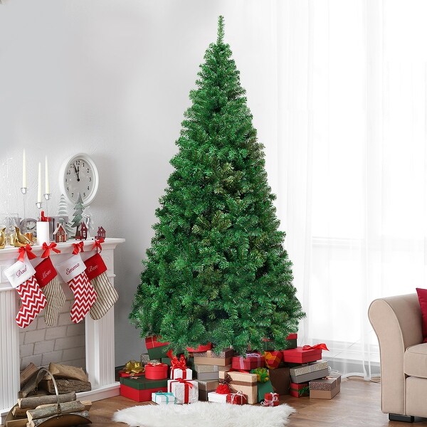 Costway 5Ft/6Ft/7Ft/8Ft Artificial PVC Christmas Tree W/Stand Holiday