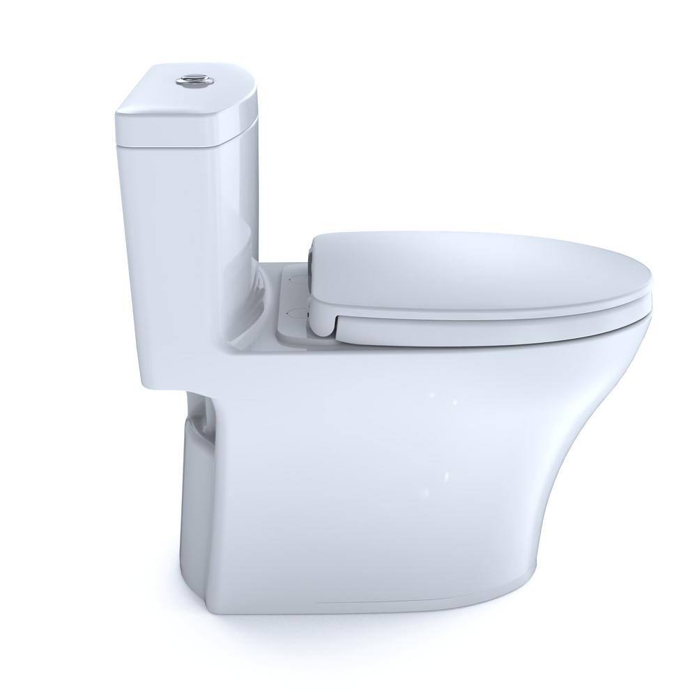 TOTO Aquia IV 1-Piece 0.81.28 GPF Dual Flush Elongated ADA Comfort Height Toilet in Cotton White SoftClose Seat Included MS646124CEMFGN#01