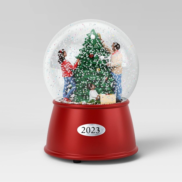 Family Christmas Tree Trimming Snow Globe - Wondershop