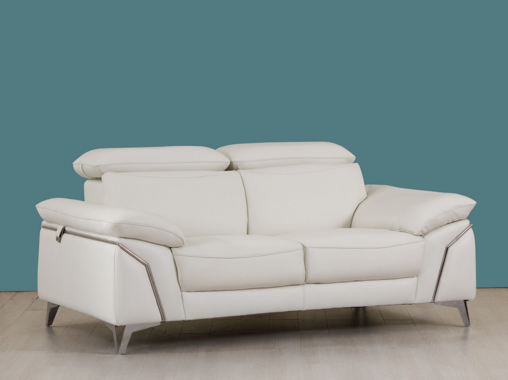 31 quotFashionable White Leather Loveseat   Midcentury   Loveseats   by HomeRoots  Houzz