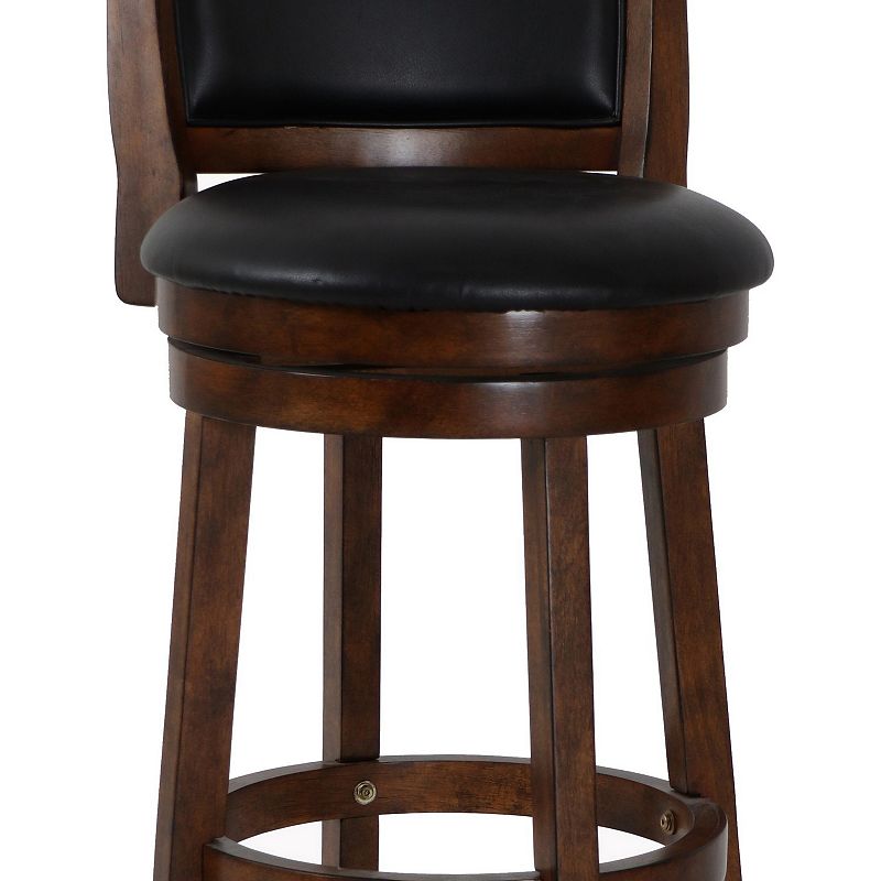 Curved Swivel Barstool with Leatherette Padded Seating， Brown and Black