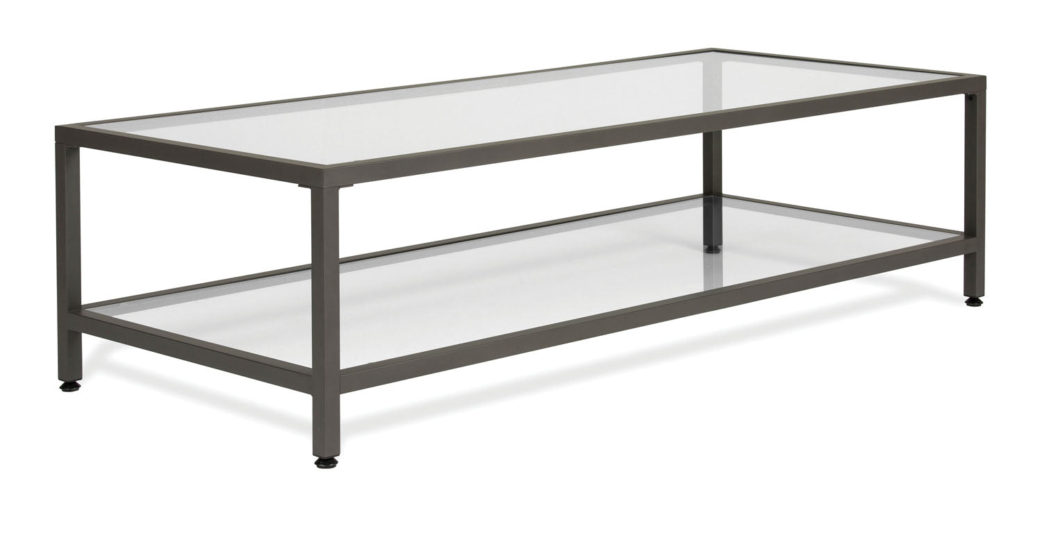 Offex Camber Rectangle Coffee Table Pewter - Clear Glass