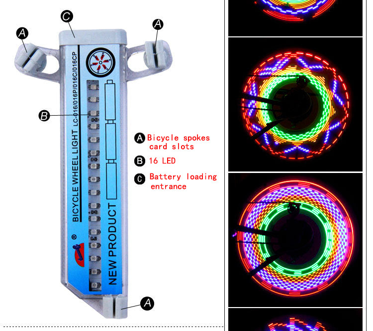 AGPtek Colorful Rainbow 32 LEDs Wheel Signal Lights Lamp With 30 Kinds of Flower Patterns For Cycling Bikes