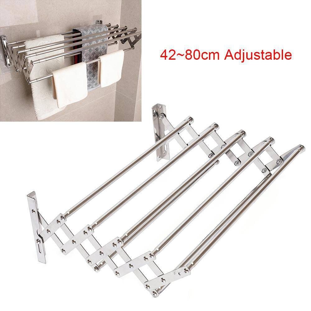 YIYIBYUS 31.5 in. x 5.7 in. Silver Stainless Steel Folding Telescopic Towel Rack Garment Rack HG-ZTYJ-6572