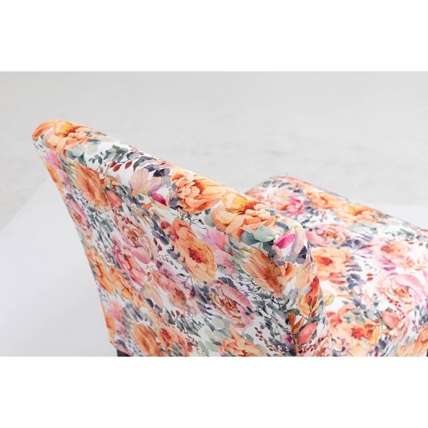 Floral Fabric Design Upholstered Accent Chair Side Chair SET OF 2