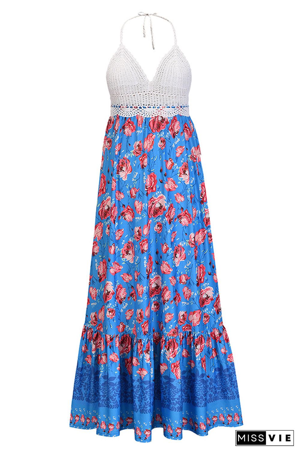 Halter Sleeveless Floral Dress Wholesale