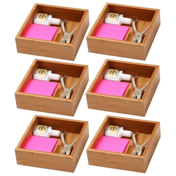 YBM Home Bamboo Kitchen Drawer Organizer Storage Box (Set of 6)，