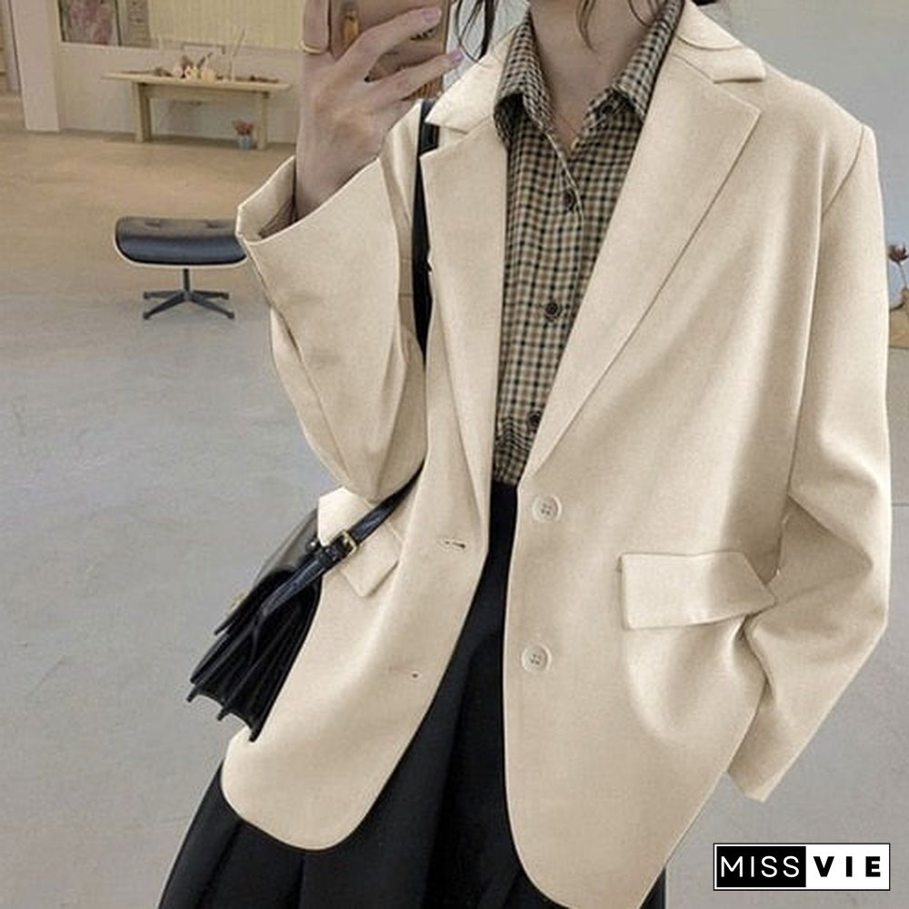 Jackets and Blazers Suit for Women Spring Loose Casual Khaki Black Office Blazer Jacket Female Oversize Women's Office Suit