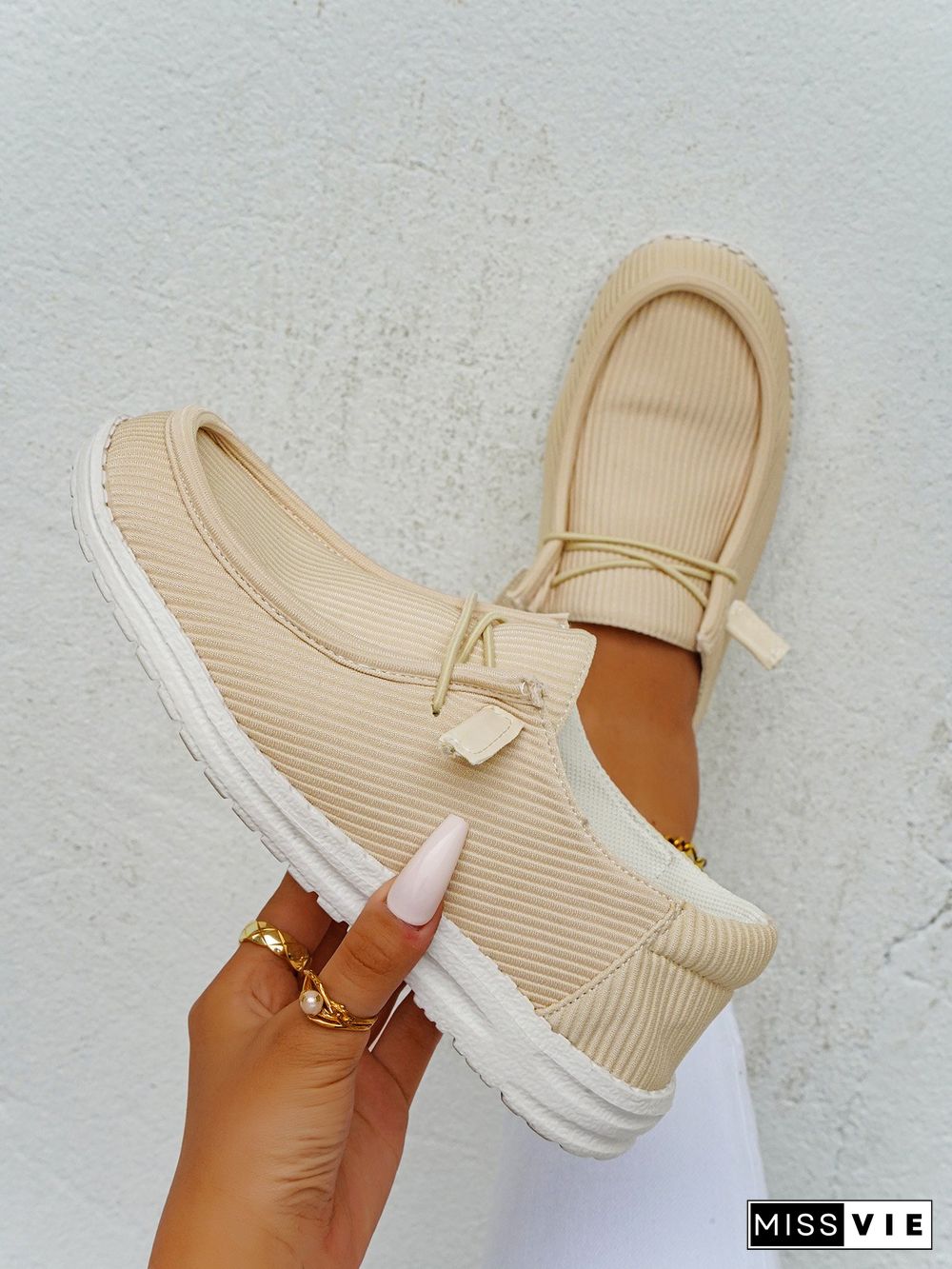 Casual Light Lace Up Flats Canvas Shoes