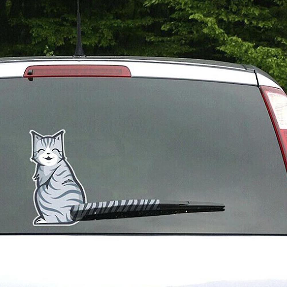 Car Kitten Sticker Cute Cartoon Tail Moves Pet Decorative Stickers For Motorcycle Truck Laptop Wall Kitchen Office For Children Day Birthday Christmas