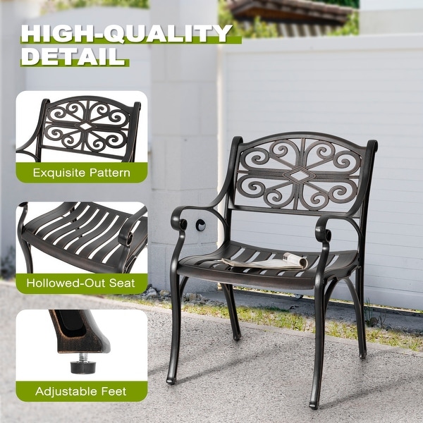 Nuu Garden Outdoor 3Piece Cast Aluminum Bistro Set with Umbrella Hole