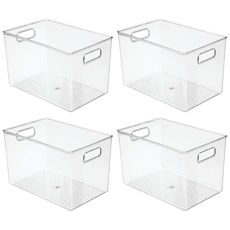 mDesign Storage Organizer Bin with Handles for Cube Furniture - 4 Pack - Clear