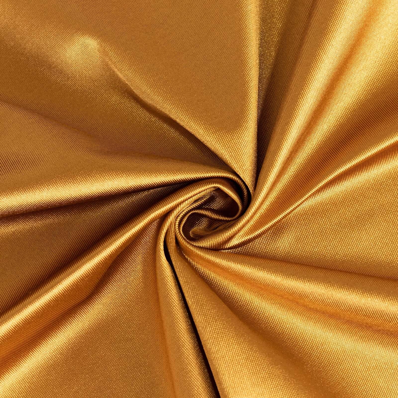 Shimmer Gold Premium Scuba Round Tablecloth, Wrinkle Free Seamless Polyester Tablecloth - 132