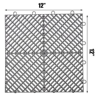 VEVOR 12 in. x 12 in. x 0.5 in. Drainage Interlocking Tiles Composite Rubber Tiles in Gray (50-Packs) DJHZX50PGY0000001V0