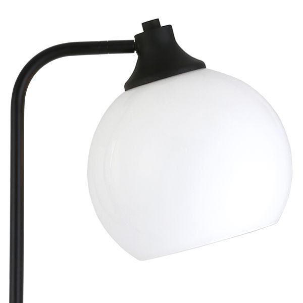 Antho Height-Adjustable Floor Lamp with Glass Shade in Blackened Bronze/White Milk