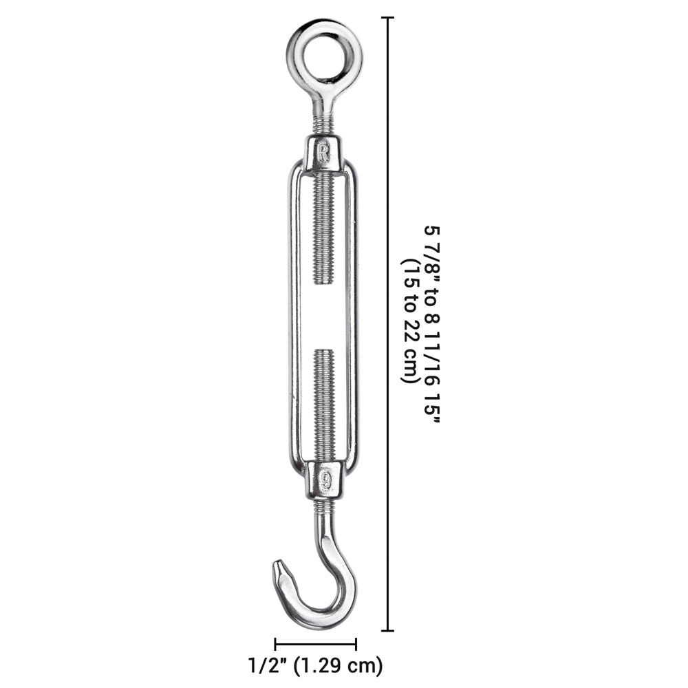 Yescom 6pcs 316 Stainless Steel M6 Hook & Eye Turnbuckle