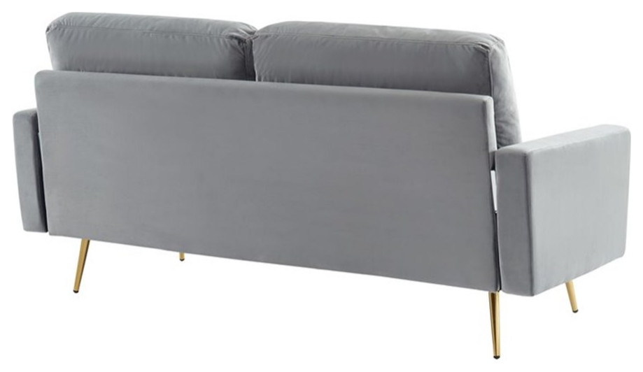 Divani Casa Huffine Modern Velvet and Metal Upholstered Sofa in Gray/Gold   Midcentury   Sofas   by Homesquare  Houzz